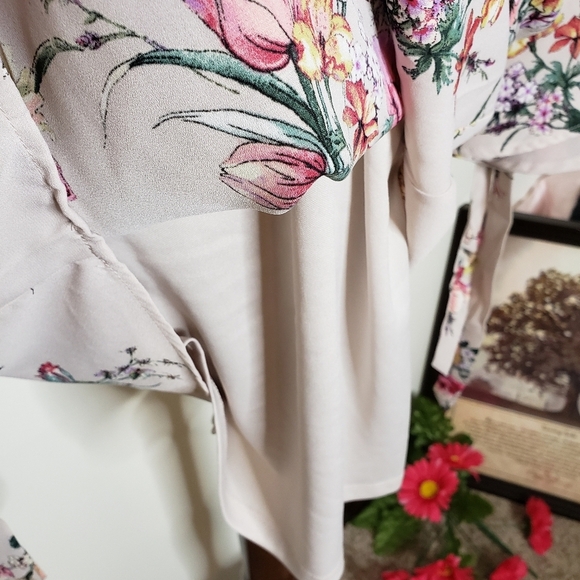 NEW  She&Sky Dress Lilac Floral Bell Sleeve Ties Sexy Mini Bohemian Castlecore - Picture 10 of 16